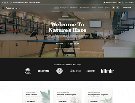 WLN Hosting Welcome to Nature's Haze! Our website features a sleek WordPress Hosting interface with a welcome message, easy-to-navigate bar, and sections for building news, online orders, store information, and the premium brands we carry. Find everything you need effortlessly with our fast WordPress Hosting. WordPress Hosting